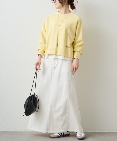 PUAL CE CIN（ピュアルセシン）の「ロゴ刺繍ショートスウェット（Tシャツ/カットソー・レディース・グレー/オフホワイト/サックスブルー/ピンク/イエロー/オートミール・FREE）」の21枚目の写真