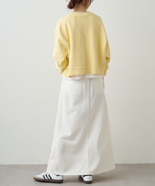 PUAL CE CIN（ピュアルセシン）の「ロゴ刺繍ショートスウェット（Tシャツ/カットソー・レディース・グレー/オフホワイト/サックスブルー/ピンク/イエロー/オートミール・FREE）」の19枚目の写真