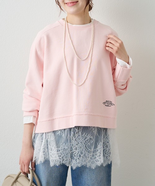 PUAL CE CIN（ピュアルセシン）の「ロゴ刺繍ショートスウェット（Tシャツ/カットソー・レディース・グレー/オフホワイト/サックスブルー/ピンク/イエロー/オートミール・FREE）」の9枚目の写真