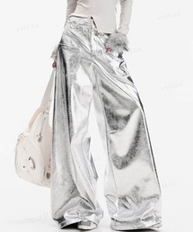 Dalfwin（ダールフィン）の「韓国ファッション メタリックワイドパンツ（デニムパンツ）」