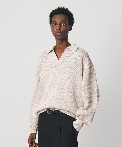 BEAUTY&YOUTH UNITED ARROWS（ビューティーアンドユースユナイテッドアローズ）の「＜OWNESS＞クリスピー コットン ミックス スキッパー ニット（ニット/セーター・メンズ・その他1/ネイビー・S/M/L）」の4枚目の写真