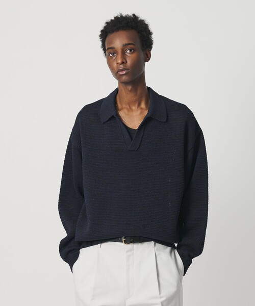 BEAUTY&YOUTH UNITED ARROWS（ビューティーアンドユースユナイテッドアローズ）の「＜OWNESS＞クリスピー コットン ミックス スキッパー ニット（ニット/セーター・メンズ・その他1/ネイビー・S/M/L）」の10枚目の写真