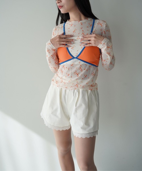 SANSeLF(サンセルフ)の「【SANSeLF】レースヘムショートパンツ saw26s025(その他パンツ・レディース・ホワイト/ブラック・FREE)」の2枚目の写真