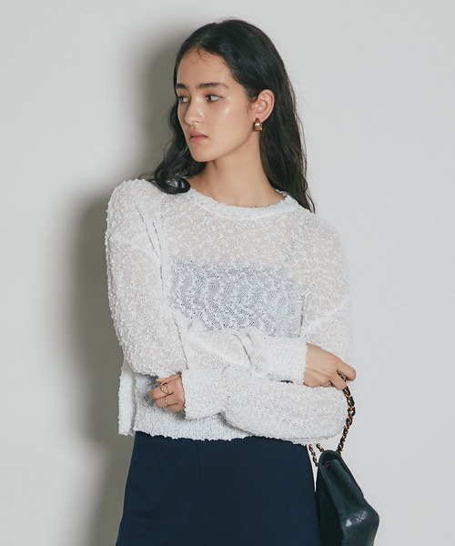 ARVELLIA(アルベリア)の「POPCORN KNIT TOP(ニット/セーター・レディース・ブラック/ホワイト・M)」の1枚目の写真