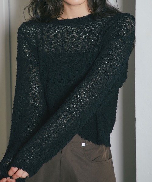 ARVELLIA(アルベリア)の「POPCORN KNIT TOP(ニット/セーター・レディース・ブラック/ホワイト・M)」の7枚目の写真