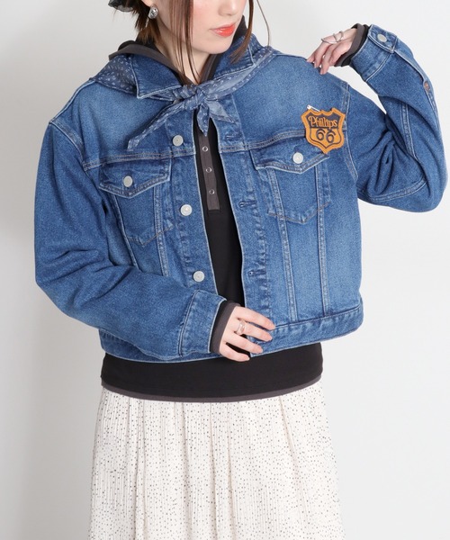 cepo（セポ）の「〈セットアップ対応可能〉スカーフセットデニムジャケット（デニムジャケット・レディース・ブルー系3/ブルー系2・M）」の19枚目の写真