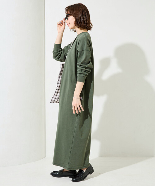 FREAK'S STORE(フリークスストア)の「限定展開 USA コットン ヘンリーネック ロング スリーブ ワンピース(ワンピース・レディース・ベージュ/ブルー/オフホワイト/オリーブ/ブラック/レッド/ネイビー・SMALL/MEDIUM)」の13枚目の写真