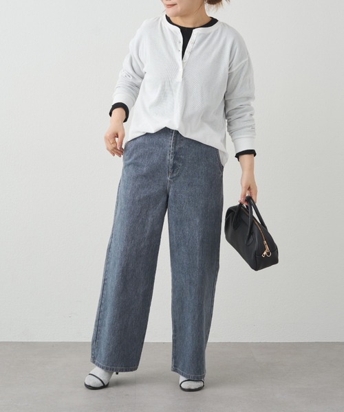 PUAL CE CIN(ピュアルセシン)の「カツラギワイドストレートパンツ(その他パンツ・レディース・ネイビー/ライトベージュ・FREE)」の12枚目の写真