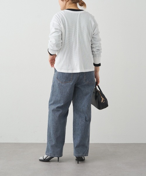 PUAL CE CIN(ピュアルセシン)の「カツラギワイドストレートパンツ(その他パンツ・レディース・ネイビー/ライトベージュ・FREE)」の13枚目の写真