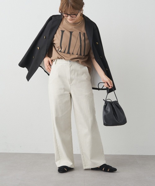 PUAL CE CIN(ピュアルセシン)の「カツラギワイドストレートパンツ(その他パンツ・レディース・ネイビー/ライトベージュ・FREE)」の6枚目の写真