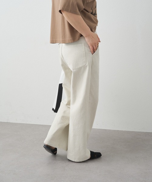 PUAL CE CIN(ピュアルセシン)の「カツラギワイドストレートパンツ(その他パンツ・レディース・ネイビー/ライトベージュ・FREE)」の4枚目の写真
