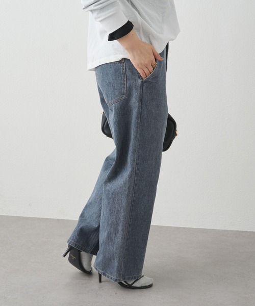 PUAL CE CIN(ピュアルセシン)の「カツラギワイドストレートパンツ(その他パンツ・レディース・ネイビー/ライトベージュ・FREE)」の10枚目の写真