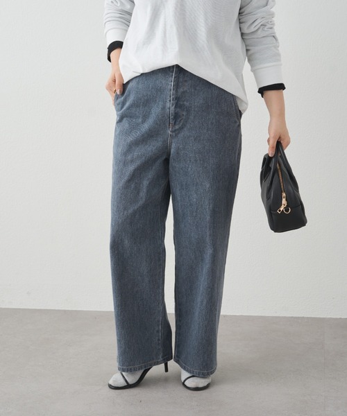 PUAL CE CIN(ピュアルセシン)の「カツラギワイドストレートパンツ(その他パンツ・レディース・ネイビー/ライトベージュ・FREE)」の9枚目の写真