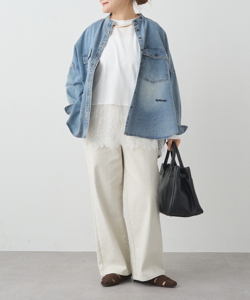 PUAL CE CIN(ピュアルセシン)の「カツラギワイドストレートパンツ(その他パンツ・レディース・ネイビー/ライトベージュ・FREE)」の7枚目の写真