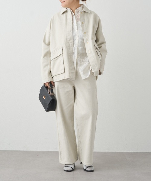 PUAL CE CIN(ピュアルセシン)の「カツラギワイドストレートパンツ(その他パンツ・レディース・ネイビー/ライトベージュ・FREE)」の8枚目の写真