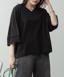 M-5L Vネック7分袖ドルマンカットソー 夏服
