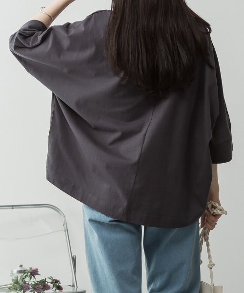 aity(アイティ)の「M-5L Vネック7分袖ドルマンカットソー 夏服(Tシャツ/カットソー・レディース・グレイッシュベージュ/ブラック/ミント/オフホワイト/チャコールグレー・4L~5L/LL~3L/M~L)」の17枚目の写真