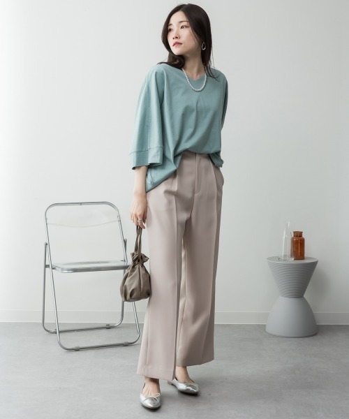aity(アイティ)の「M-5L Vネック7分袖ドルマンカットソー 夏服(Tシャツ/カットソー・レディース・グレイッシュベージュ/ブラック/ミント/オフホワイト/チャコールグレー・4L~5L/LL~3L/M~L)」の22枚目の写真
