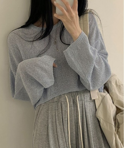 &soiree(アンドソワレ)の「シースルーショートトップス(Tシャツ/カットソー・レディース・ブラック/オフホワイト/ブルー・FREE)」の3枚目の写真