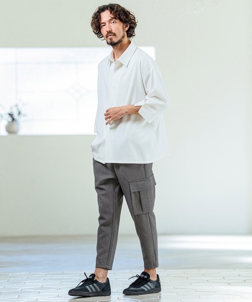 Magine（マージン）の「mp14660- Asymmetric Cargo Pocket Bonded Houndstooth Pants カーゴポケットパンツ(MGN-261-030)（カーゴパンツ・メンズ・ブラウン/ブラック・48/46/44）」の6枚目の写真