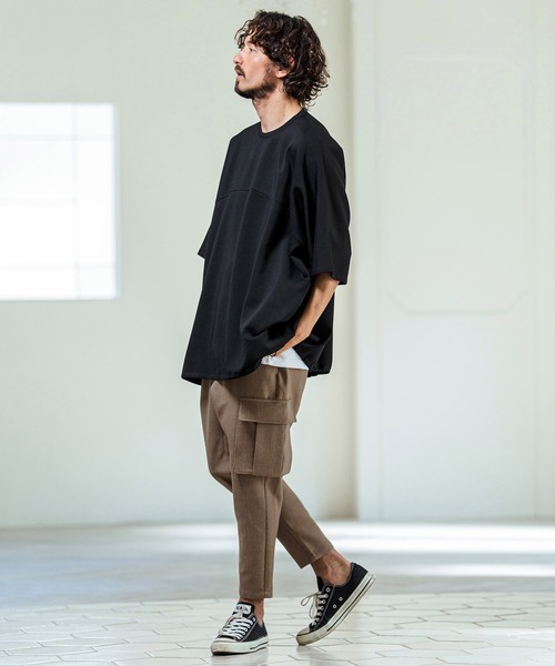 Magine（マージン）の「mp14660- Asymmetric Cargo Pocket Bonded Houndstooth Pants カーゴポケットパンツ(MGN-261-030)（カーゴパンツ・メンズ・ブラウン/ブラック・48/46/44）」の11枚目の写真