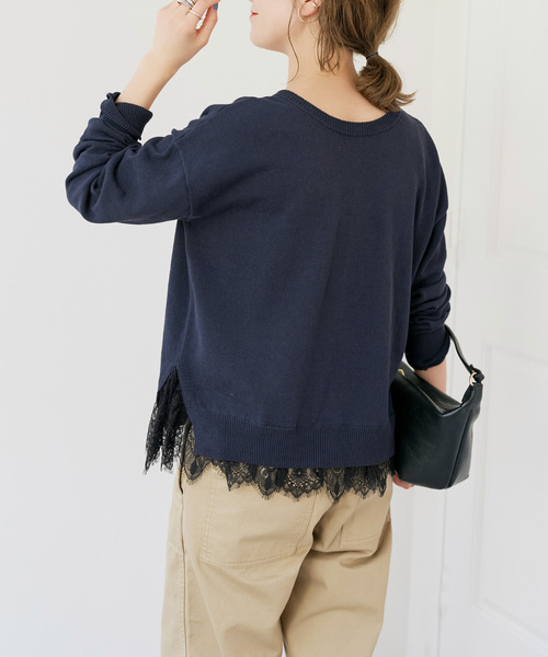 Spick & Span（スピックアンドスパン）の「レースドッキング2WAYカーディガン（カーディガン/ボレロ・レディース・ネイビー/ライトグレー・FREE）」の13枚目の写真
