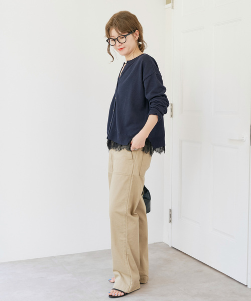 Spick & Span（スピックアンドスパン）の「レースドッキング2WAYカーディガン（カーディガン/ボレロ・レディース・ネイビー/ライトグレー・FREE）」の16枚目の写真