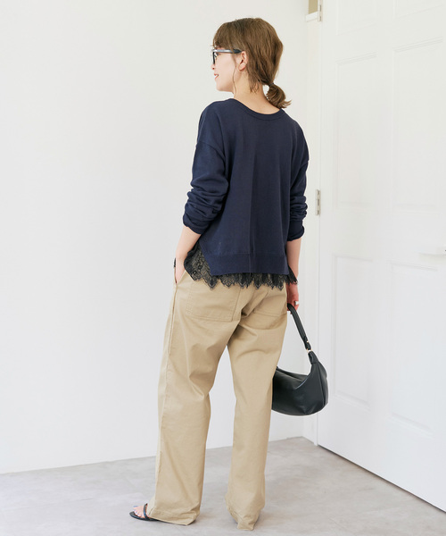 Spick & Span（スピックアンドスパン）の「レースドッキング2WAYカーディガン（カーディガン/ボレロ・レディース・ネイビー/ライトグレー・FREE）」の17枚目の写真