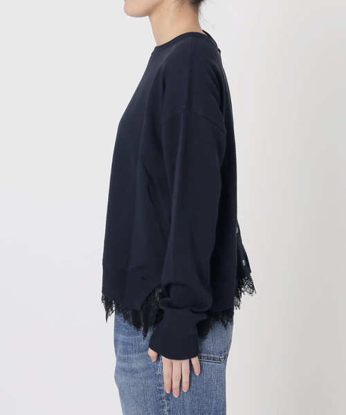 Spick & Span（スピックアンドスパン）の「レースドッキング2WAYカーディガン（カーディガン/ボレロ・レディース・ネイビー/ライトグレー・FREE）」の19枚目の写真