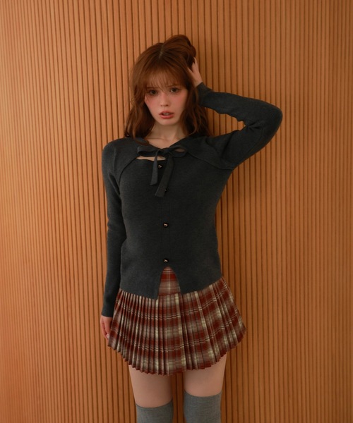 M DOLLY(エムドリー)の「ribbon open cut elise knit tops/リボンオープンカットエリスニットトップス(ニット/セーター・レディース・ブラック/アイボリー/グレー・FREE)」の21枚目の写真
