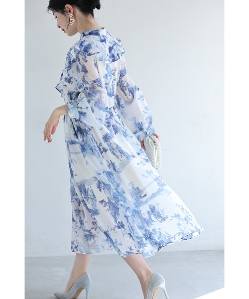 cawaii(カワイイ)の「大人に似合う フリルワンピース(ワンピース・レディース・ブルー・S~M/L~LL)」の15枚目の写真
