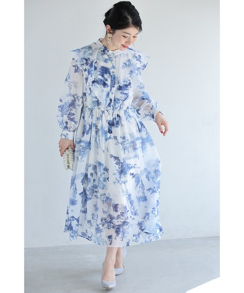 cawaii(カワイイ)の「大人に似合う フリルワンピース(ワンピース・レディース・ブルー・S~M/L~LL)」の17枚目の写真