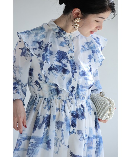 cawaii(カワイイ)の「大人に似合う フリルワンピース(ワンピース・レディース・ブルー・S~M/L~LL)」の20枚目の写真