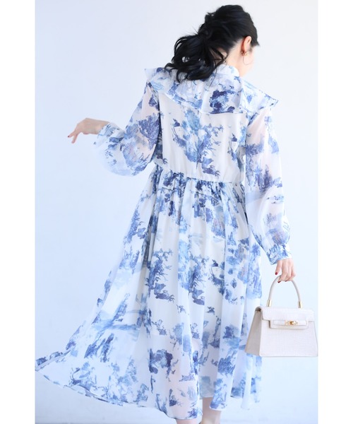 cawaii(カワイイ)の「大人に似合う フリルワンピース(ワンピース・レディース・ブルー・S~M/L~LL)」の9枚目の写真