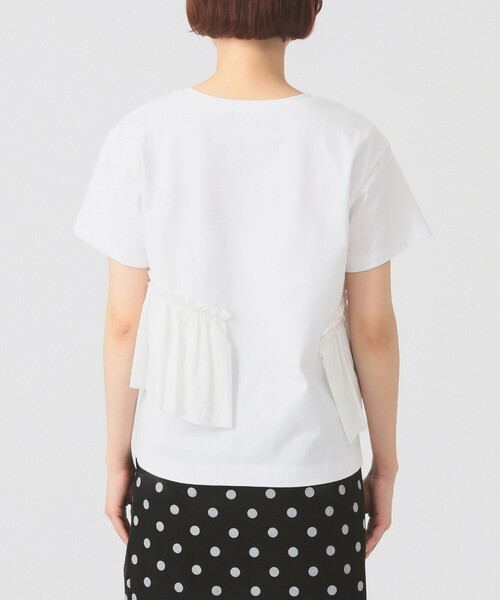 Ray BEAMS(レイビームス)の「アシメ ギャザー フリル Tシャツ(Tシャツ/カットソー・レディース・ホワイト/ブラック・ONE SIZE)」の13枚目の写真