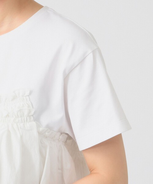 Ray BEAMS(レイビームス)の「アシメ ギャザー フリル Tシャツ(Tシャツ/カットソー・レディース・ホワイト/ブラック・ONE SIZE)」の15枚目の写真