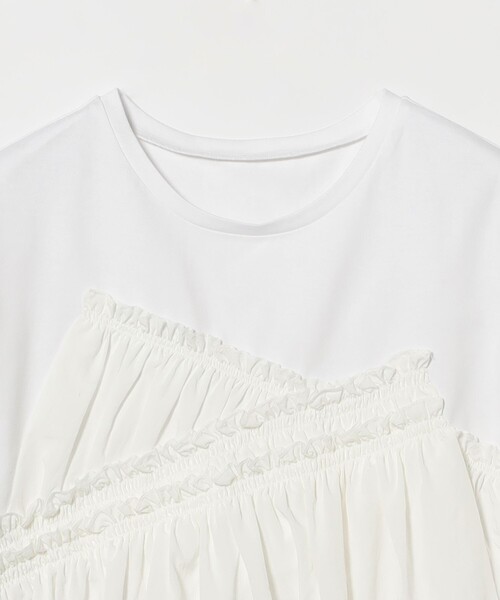 Ray BEAMS(レイビームス)の「アシメ ギャザー フリル Tシャツ(Tシャツ/カットソー・レディース・ホワイト/ブラック・ONE SIZE)」の9枚目の写真