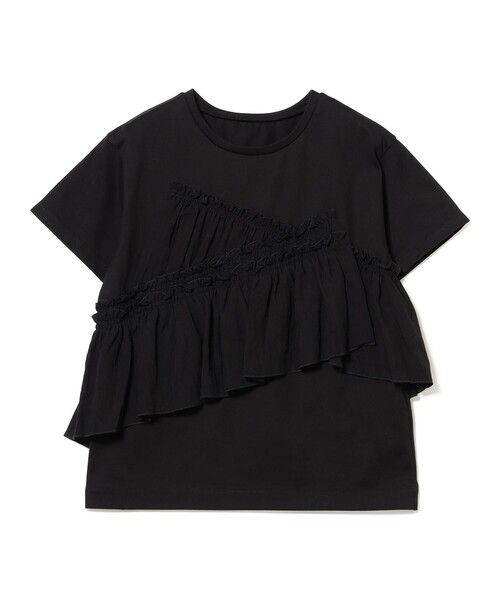 Ray BEAMS(レイビームス)の「アシメ ギャザー フリル Tシャツ(Tシャツ/カットソー・レディース・ホワイト/ブラック・ONE SIZE)」の15枚目の写真