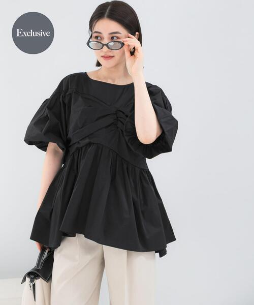 URBAN RESEARCH ROSSO WOMEN（アーバンリサーチ　ロッソ）の「『別注』ELENDEEK×ROSSO　GATHER BLOUSE（シャツ/ブラウス・レディース・オフホワイト/ブルー/ブラック・FREE）」の3枚目の写真