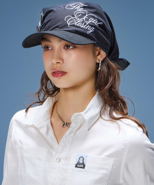 X-girl(エックスガール)の「FACE LABEL L/S COMPACT SHIRT(シャツ/ブラウス・レディース・ブラック/ホワイト/ピンク・S/M)」の5枚目の写真