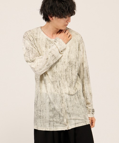 NO ID.（ノーアイディ）の「mcg3785-ｱｼﾝﾒﾄﾘ-C-N-CD カーディガン(458006-447T)（カーディガン/ボレロ・メンズ・グレー/ブラック/アイボリー・ONE SIZE）」の22枚目の写真