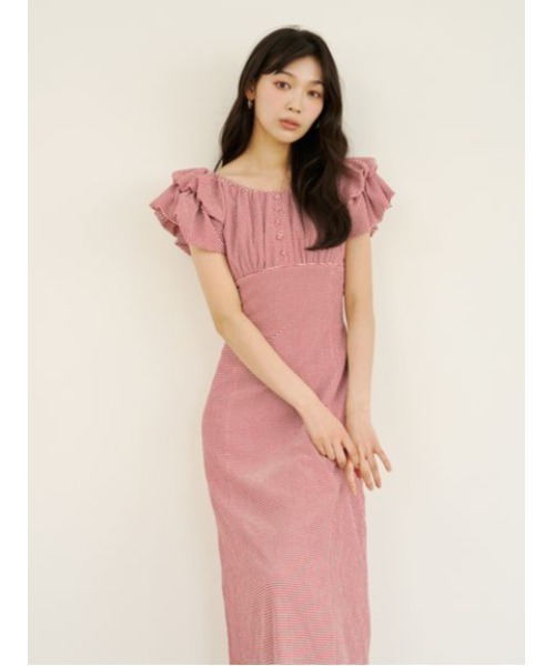 LILY BROWN(リリーブラウン)の「【新色追加】2wayダブルスリーブカットワンピース(ワンピース・レディース・ブラック/ミント/チェック/レッド/アイボリー・F)」の14枚目の写真