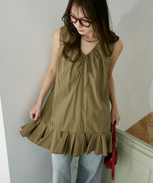 PUBLUX（パブリュクス）の「PUBLUX/パブリュクス ギャザー フリル ミニ ワンピース　限定展開（ワンピース）」