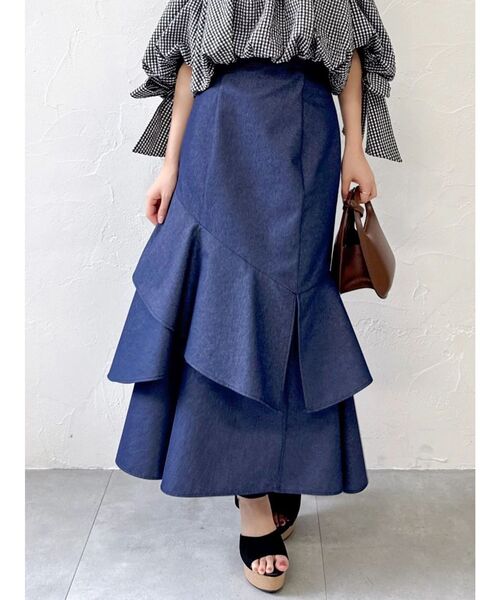 dazzlin(ダズリン)の「アシメラッフルマーメイドスカート(スカート・レディース・その他1/ブラック/インディゴブルー・MEDIUM/SMALL)」の3枚目の写真