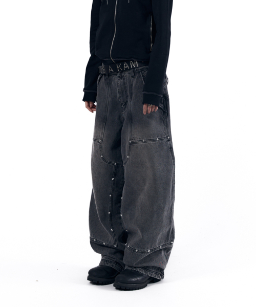 AAKAM(アーカム)の「Steve Double Knee Denim Pants (Gray)(デニムパンツ・レディース・その他・1/2)」の1枚目の写真