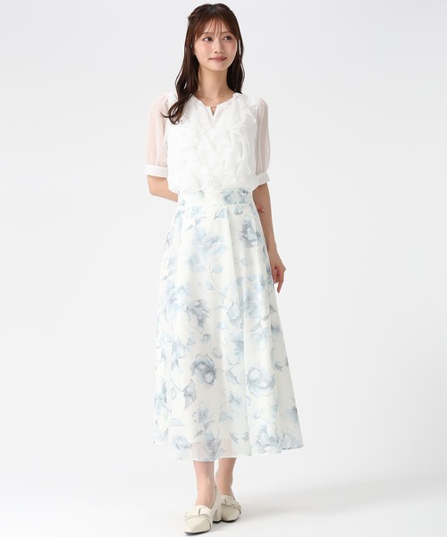 MISCH MASCH（ミッシュマッシュ）の「2026春夏新作 水彩フラワーラメシアースカート（ジャンパースカート・レディース・グレー/ブルー/グリーン・M/S）」の15枚目の写真