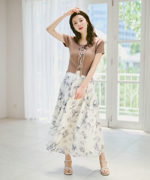 MISCH MASCH(ミッシュマッシュ)の「2026春夏新作 水彩フラワーラメシアースカート(スカート・レディース・グレー/ブルー/グリーン・M/S)」の21枚目の写真