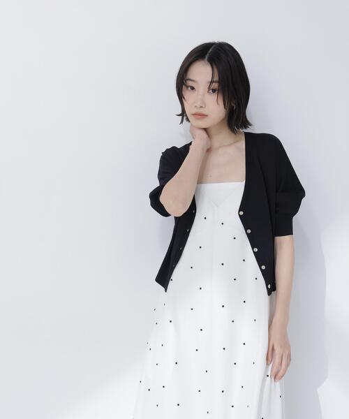 NATURAL BEAUTY BASIC（ナチュラルビューティーベーシック）の「【UVカット/マシンウォッシャブル/接触冷感】ドルマンボレロカーディガン（カーディガン/ボレロ・レディース・ブラック/ブルー/オフホワイト・FREE）」の8枚目の写真