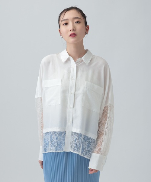 LEPSIM（レプシィム）の「異素材ショートポンチョシャツ　654008（シャツ/ブラウス・レディース・オフホワイト/ホワイト×ブラック/ブラック/イエロー/ブラウン/ホワイト・FREE）」の13枚目の写真