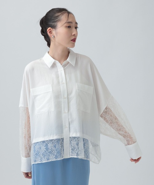 LEPSIM（レプシィム）の「異素材ショートポンチョシャツ　654008（シャツ/ブラウス・レディース・オフホワイト/ホワイト×ブラック/ブラック/イエロー/ブラウン/ホワイト・FREE）」の14枚目の写真